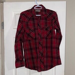 Roper Men's Red and Black Western Plaid Snap-Up Shirt